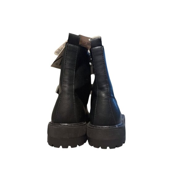 Zara Black Leather Combat Boots With Triple Buckles & Side Zipper EU 37 NWOB - Picture 5 of 8